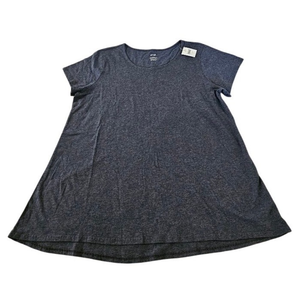 J. Jill Pure Jill Scoop Neck Elliptical Tee Blue Gray Heather Pima Cotton Large